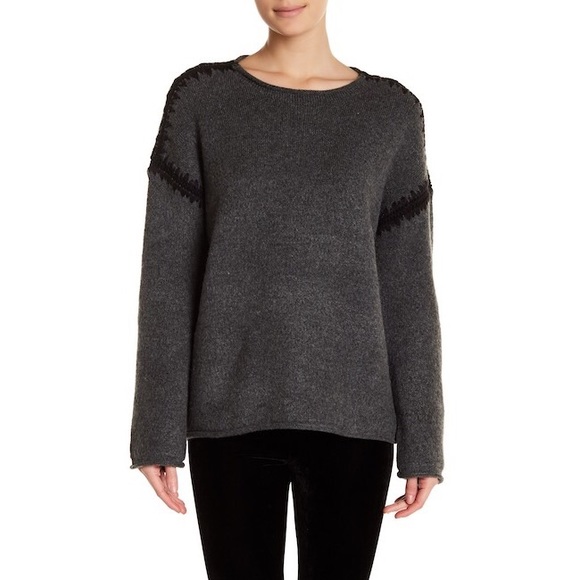NWOT Dex Gray Stitched Oversize Sweater - Picture 1 of 6